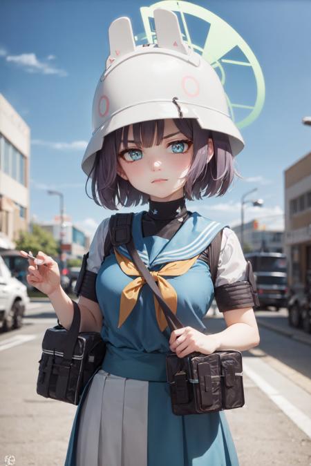 00209-1911372835-), expressionless, closed mouth, looking at viewer, helmet, halo, school uniform, serafuku, yellow neckerchief, pleated skirt, s.jpg